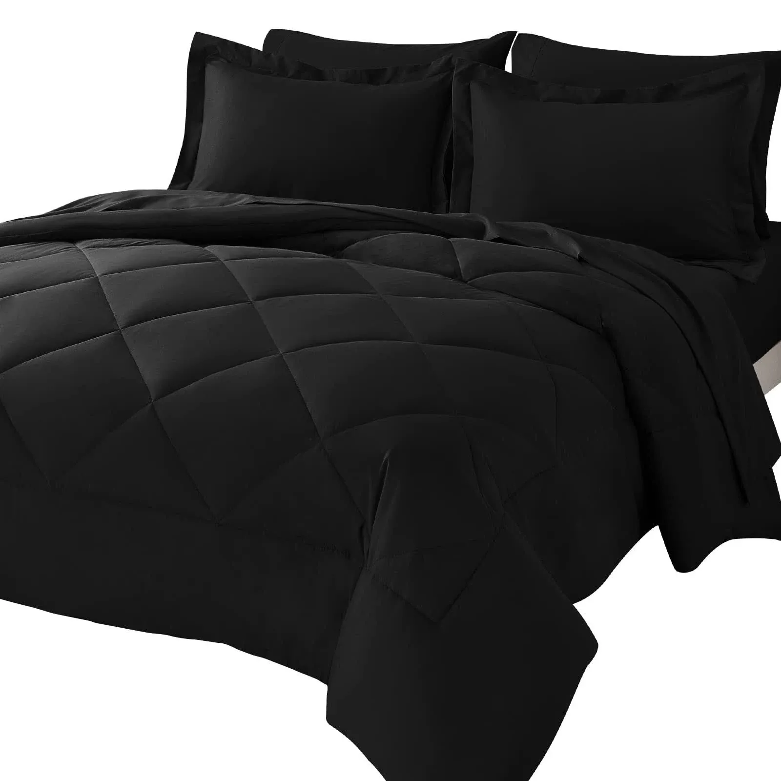 CozyLux King Bed in a Bag 7-Pieces Comforter Sets with Comforter and Sheets L...