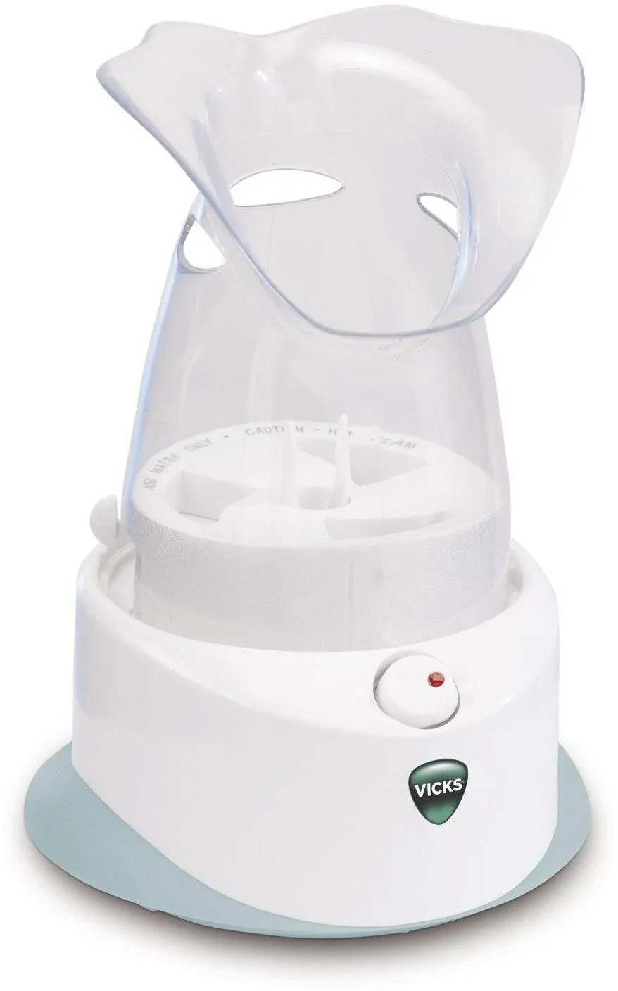 V1200 Vicks Personal Steam Inhaler with Soft Face Mask for Targeted Steam Relief, Aids with Sinus Problems, Congestion, Cough, Use with Soothing Menthol Vicks VapoPads