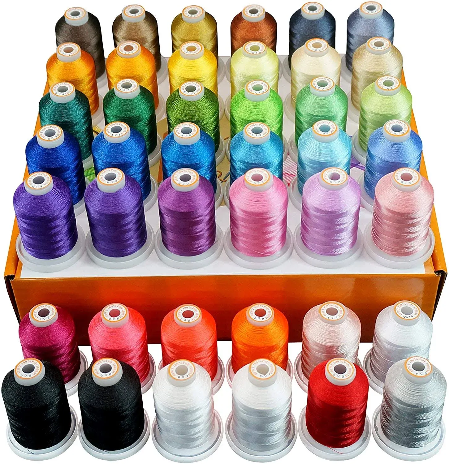 42 Spools 1000M (1100Y) Polyester Embroidery Machine Thread Kit for Professional