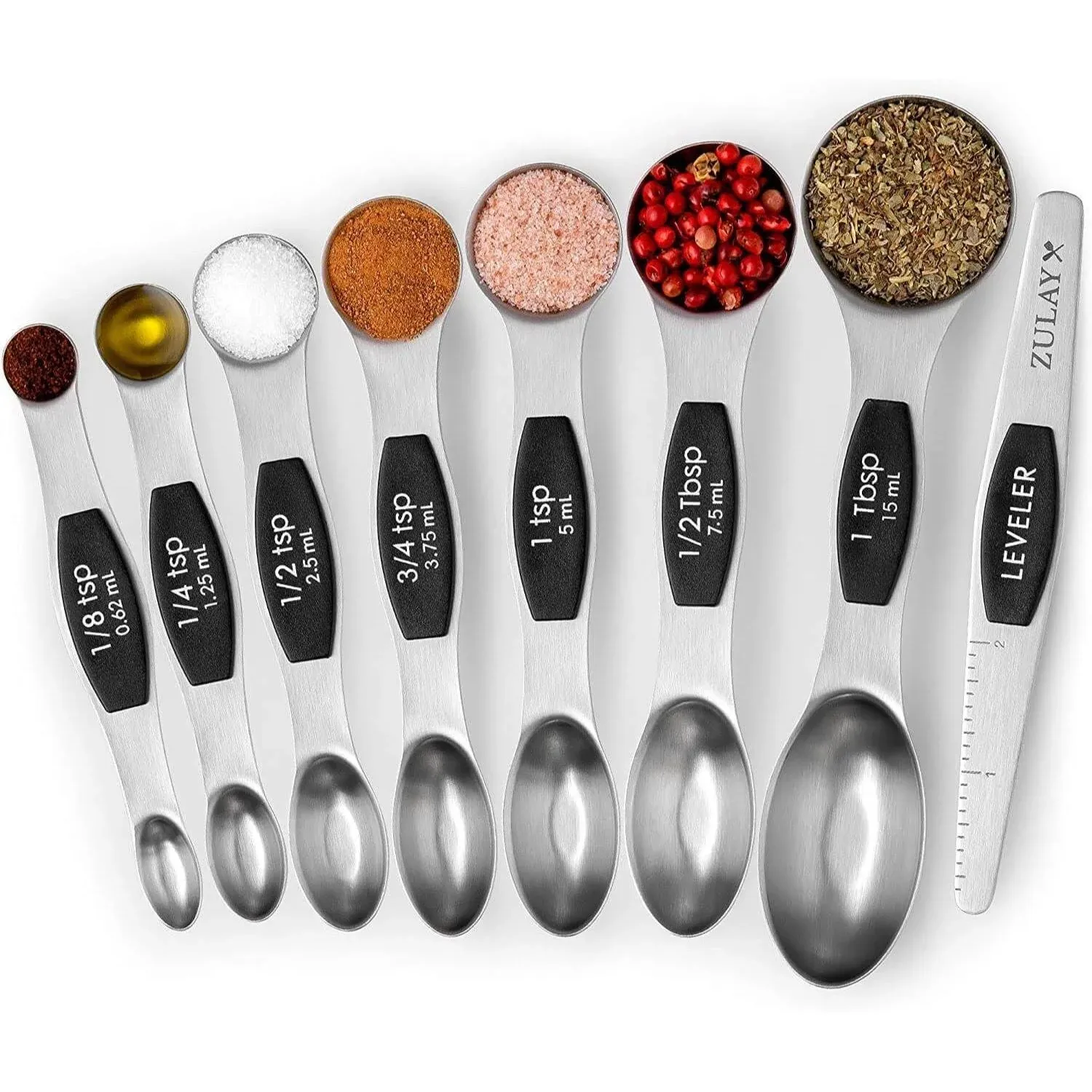 Zulay Kitchen Magnetic Measuring Spoons Set of 8