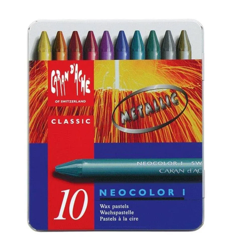 Caran d'Ache Neocolor I Metallic Wax Pastel Set of 10 Assorted