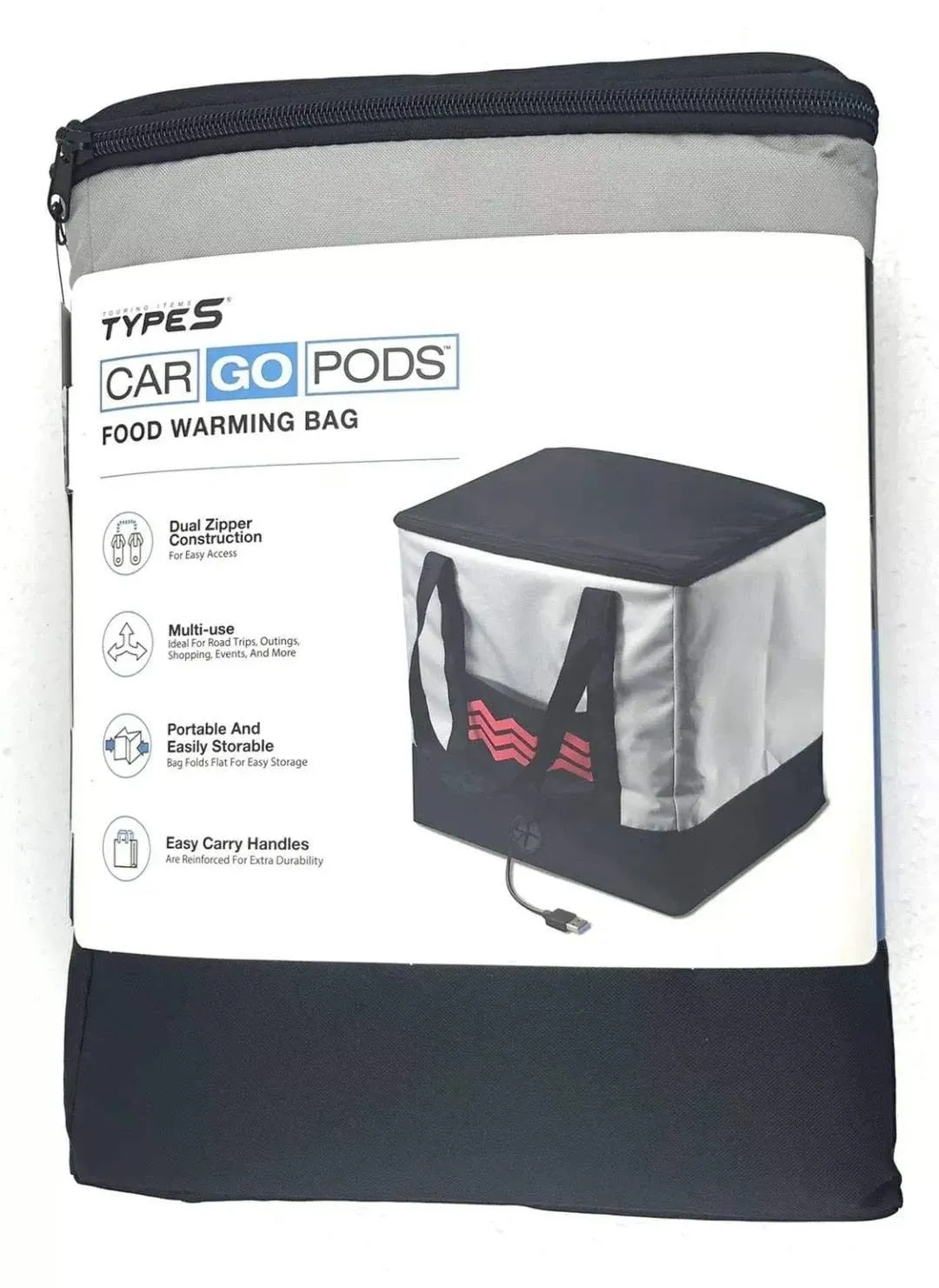 Car Go Pods Food Warming Bag for Car (USB) - Home &amp; Office - Foldable w/Handles