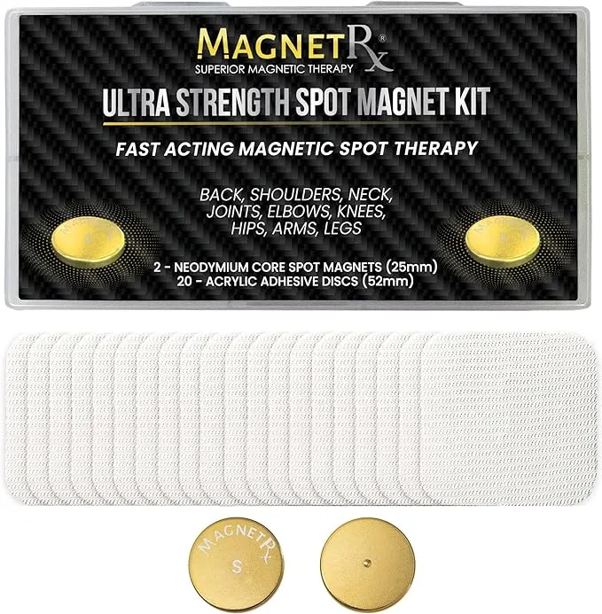 MagnetRX® Magnetic Spot Magnet Kit – Ultra Strength Body Magnets 14,200 Gauss – Effective Large Magnets for Body, Back, Shoulders, Knee, HIPS, and Neck