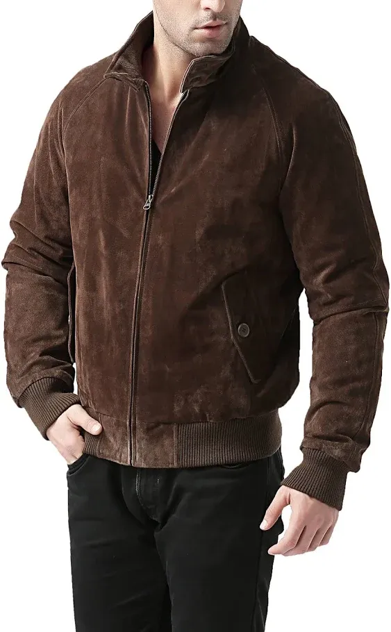 Men WWII Suede Leather Bomber Jacket