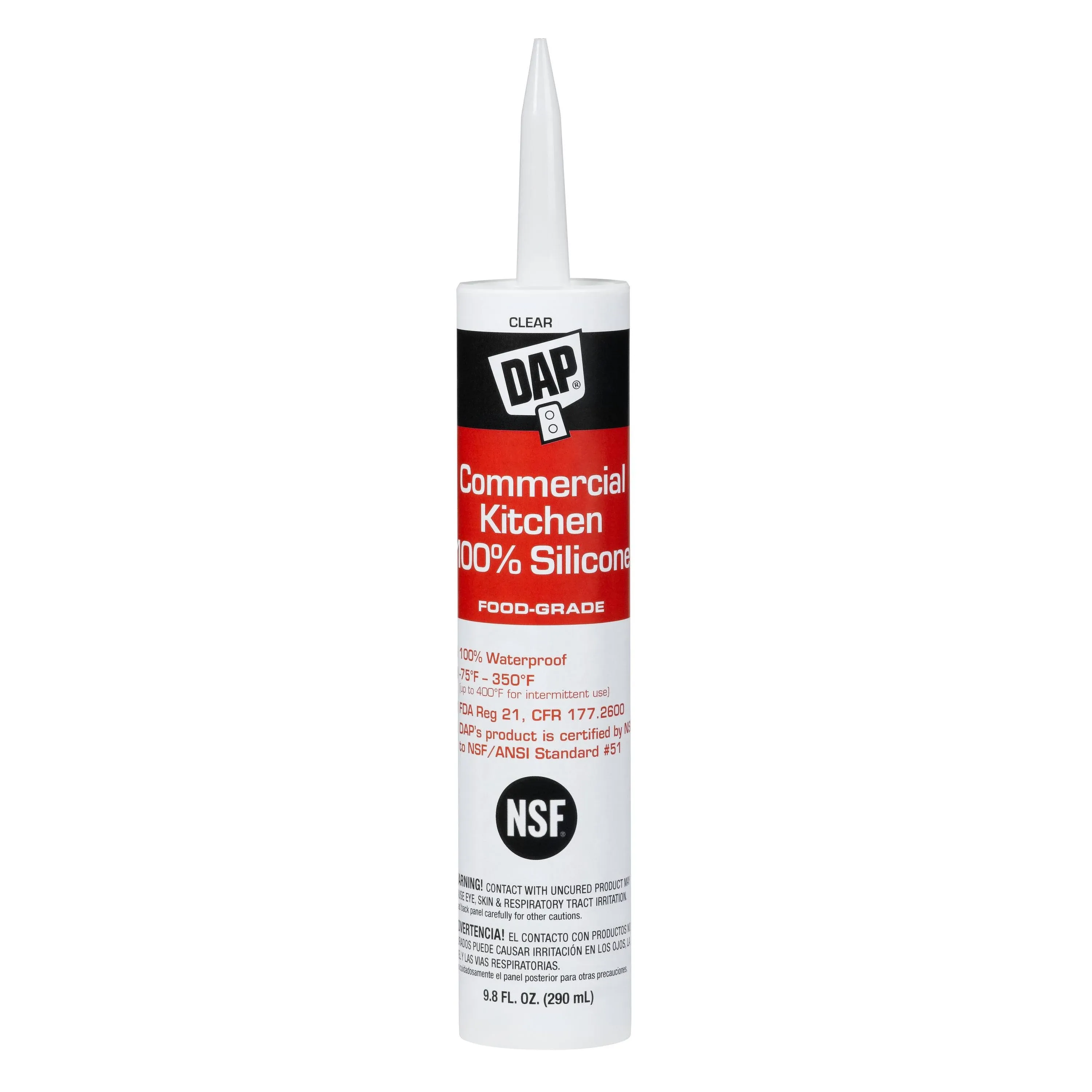 Dap 08658 9.8 oz Clear 100% Silicone Commercial Kitchen Sealant