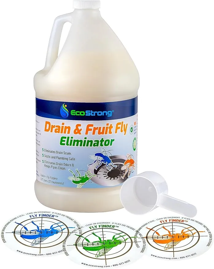 Fruit Fly Drain Treatment Gel, Eliminate Gnats, Drain Flies, Sewer Flies and More With EcoStrong - 64 oz