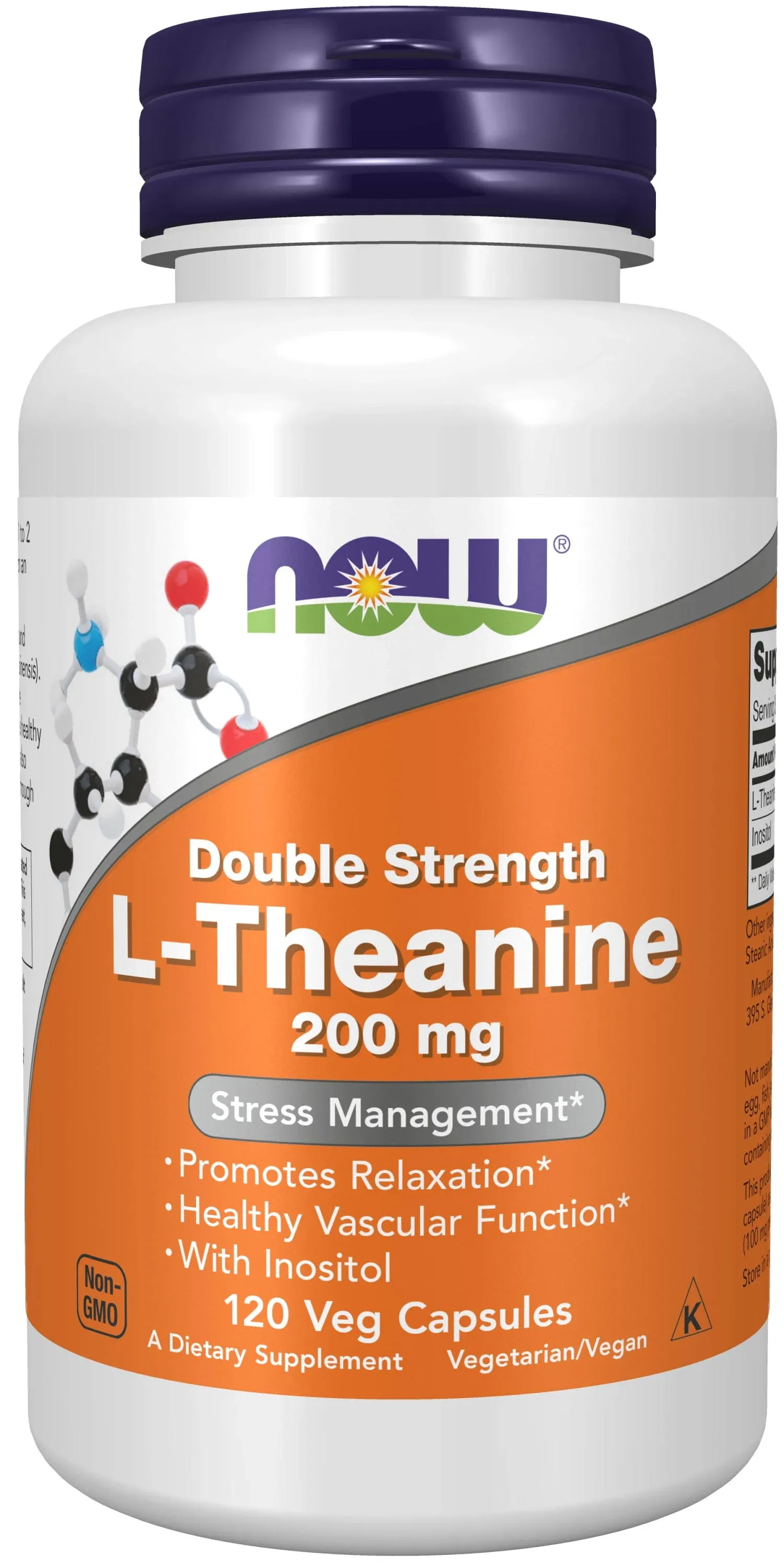 Now Foods, L-Theanine, Double Strength 200 mg - 120 Veg Capsules