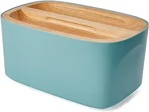 Modern Bamboo Fiber Bread Box For Kitchen Countertop With Reversible Wood Servin