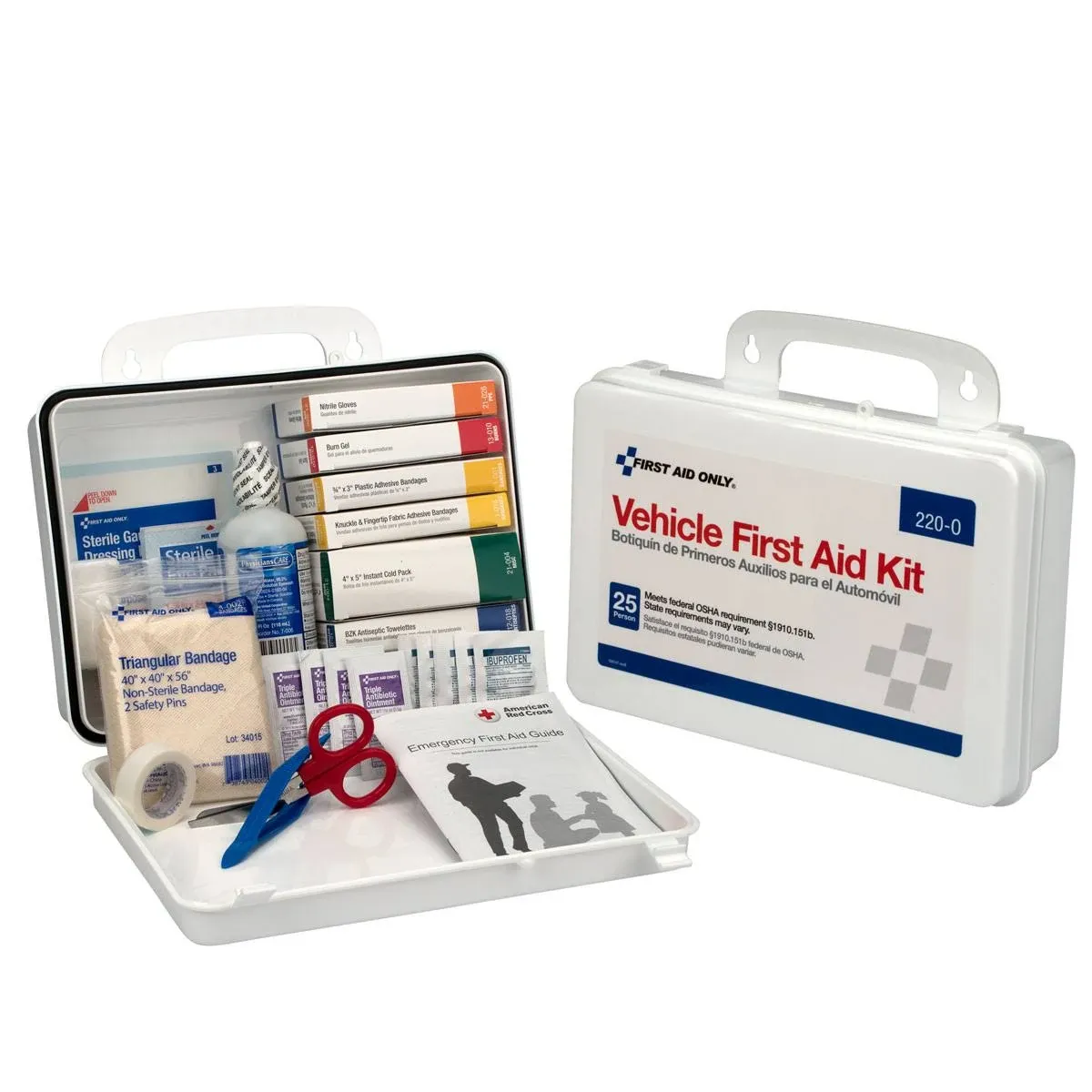 First Aid Only 25 Person Vehicle First Aid Kit, Plastic Case