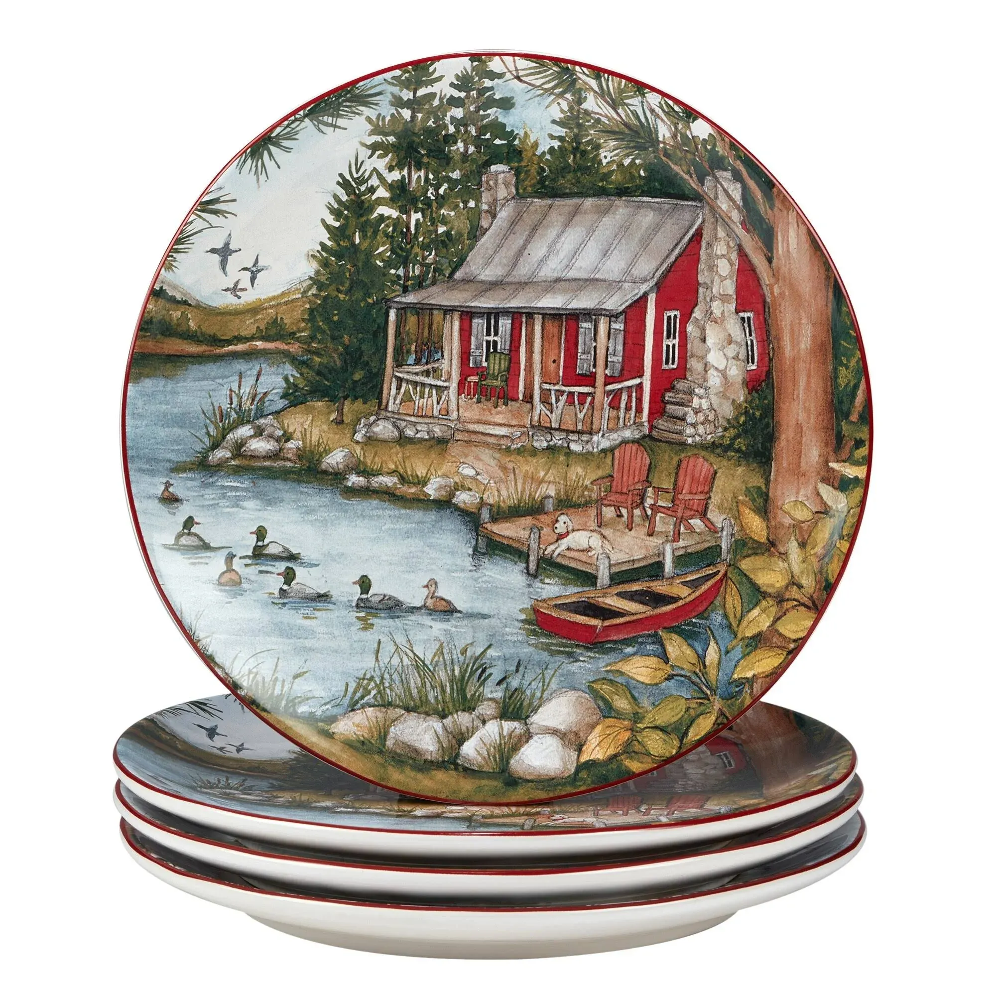 Certified International Lake Retreat Set of 4 Dinner Plate, Multicolor