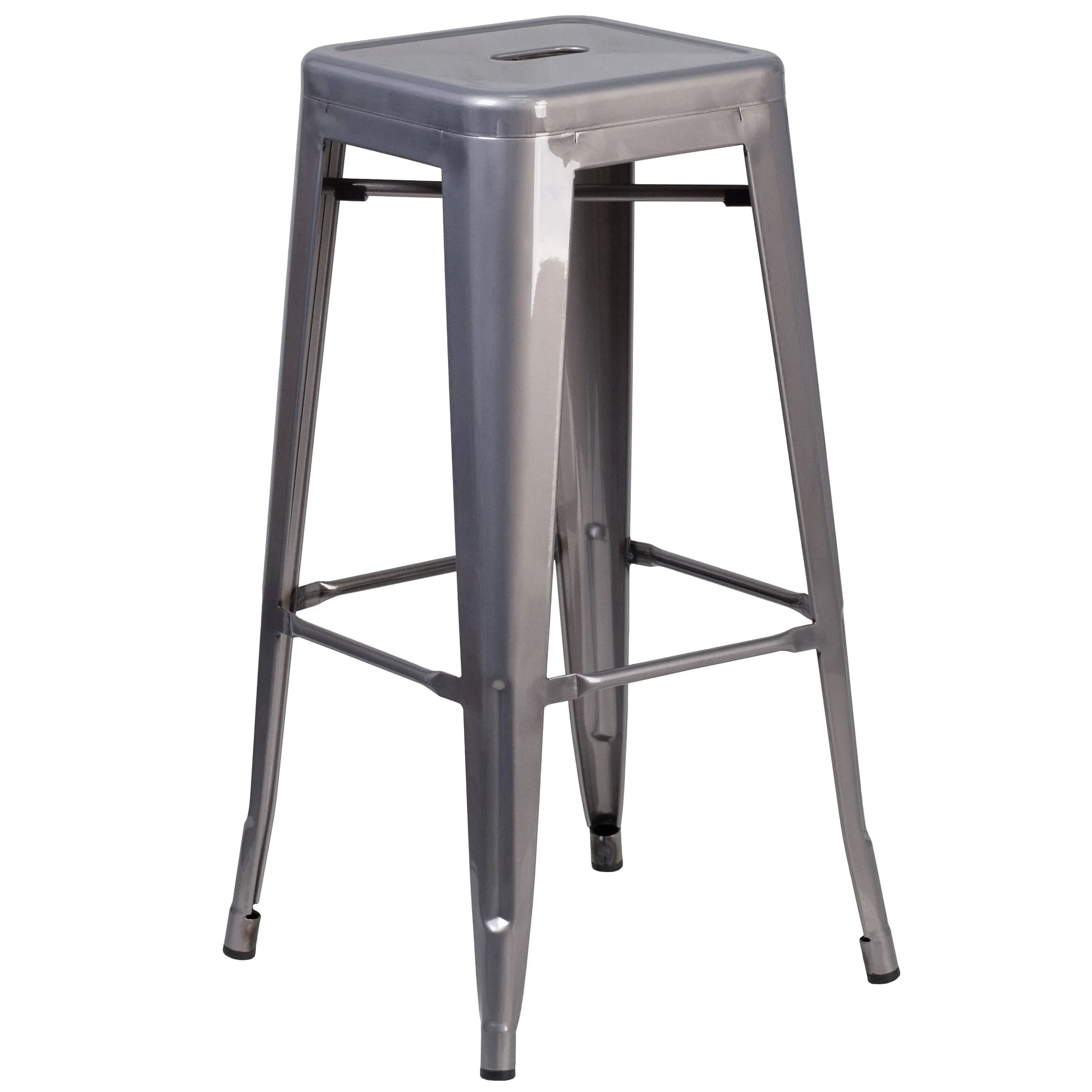 Flash Furniture High Backless Metal Indoor-Outdoor Square Seat