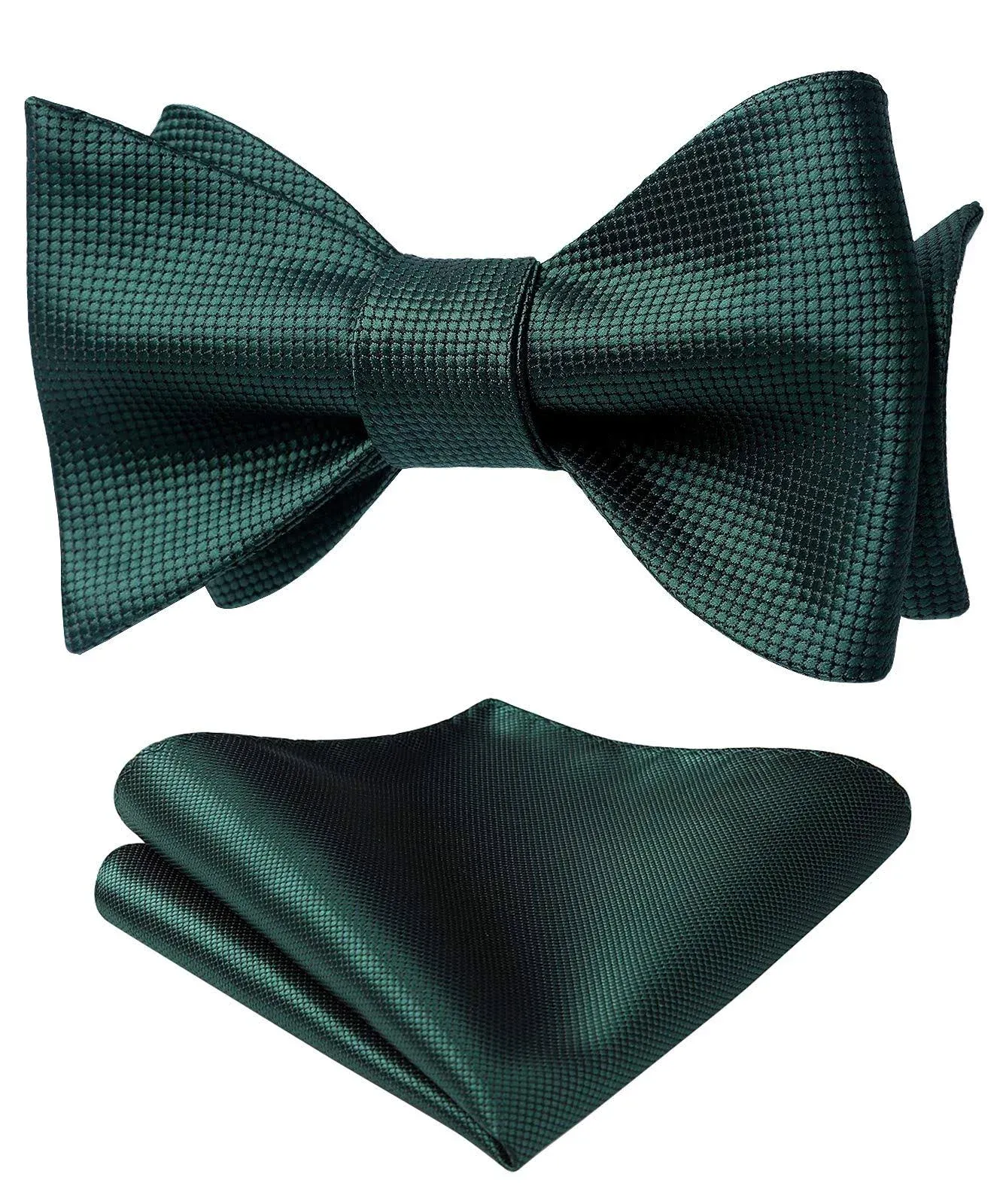 Bow Ties for Men Morandi Emerald Green Self Tie Bow Tie &amp; Pocket Square Set C...