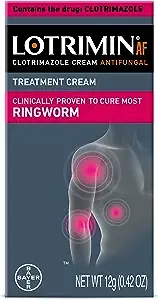 Lotrimin AF Ringworm Cream Clotrimazole 1% - Clinically Proven Effective Antifungal Cream Treatment of Most Ringworm, For Adults and Kids Over 2 years, .42 Ounce (12 Grams)