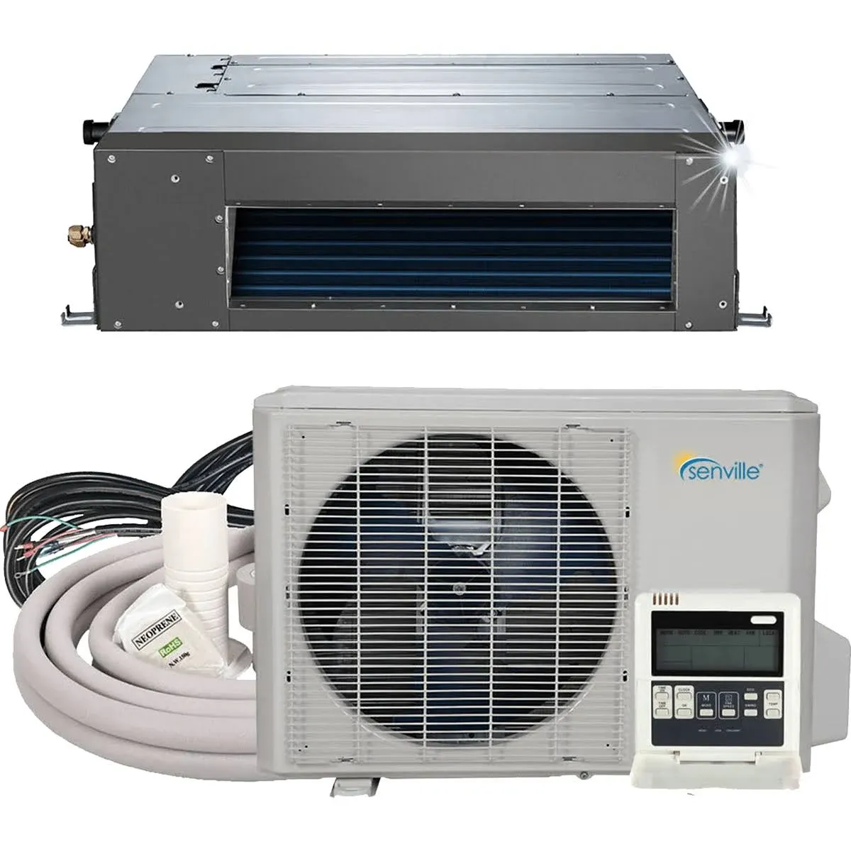 Senville Aura 12000 BTU Mini Split Concealed Duct Air Conditioner and Heat Pump ...