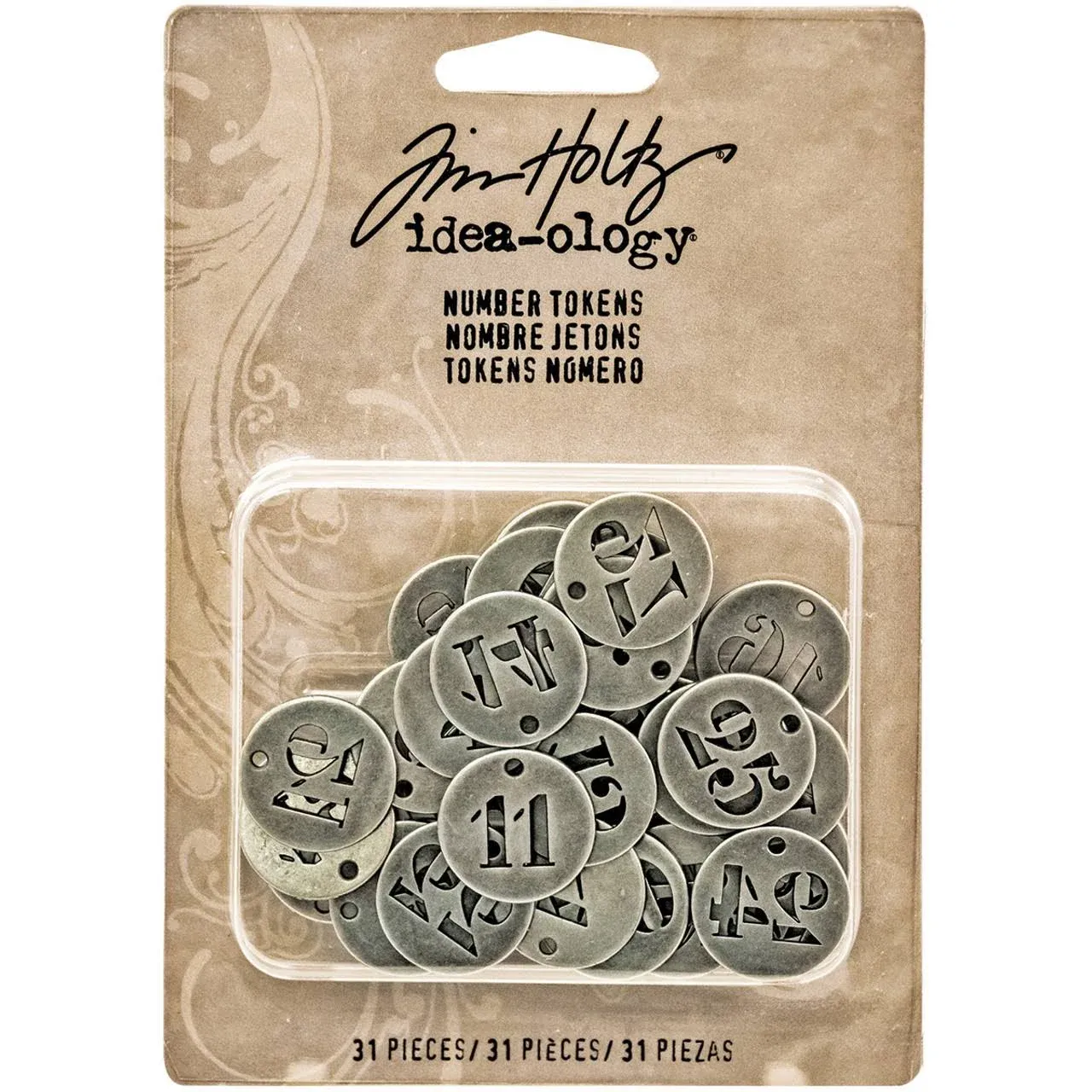 Metallic plates with numbers by Tim Holtz