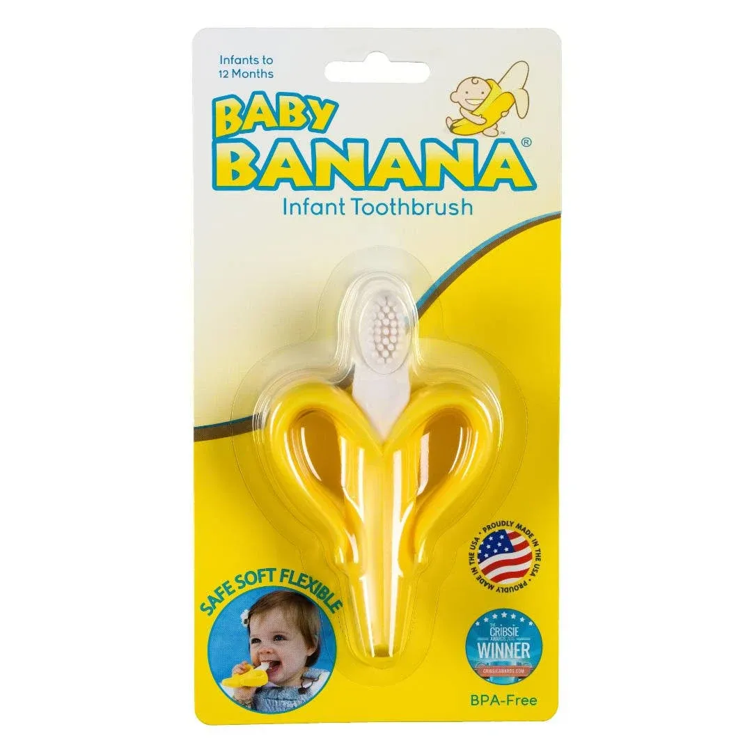 Yellow Banana Infant Toothbrush, Easy to Hold, Made in the USA, Train Infants Ba