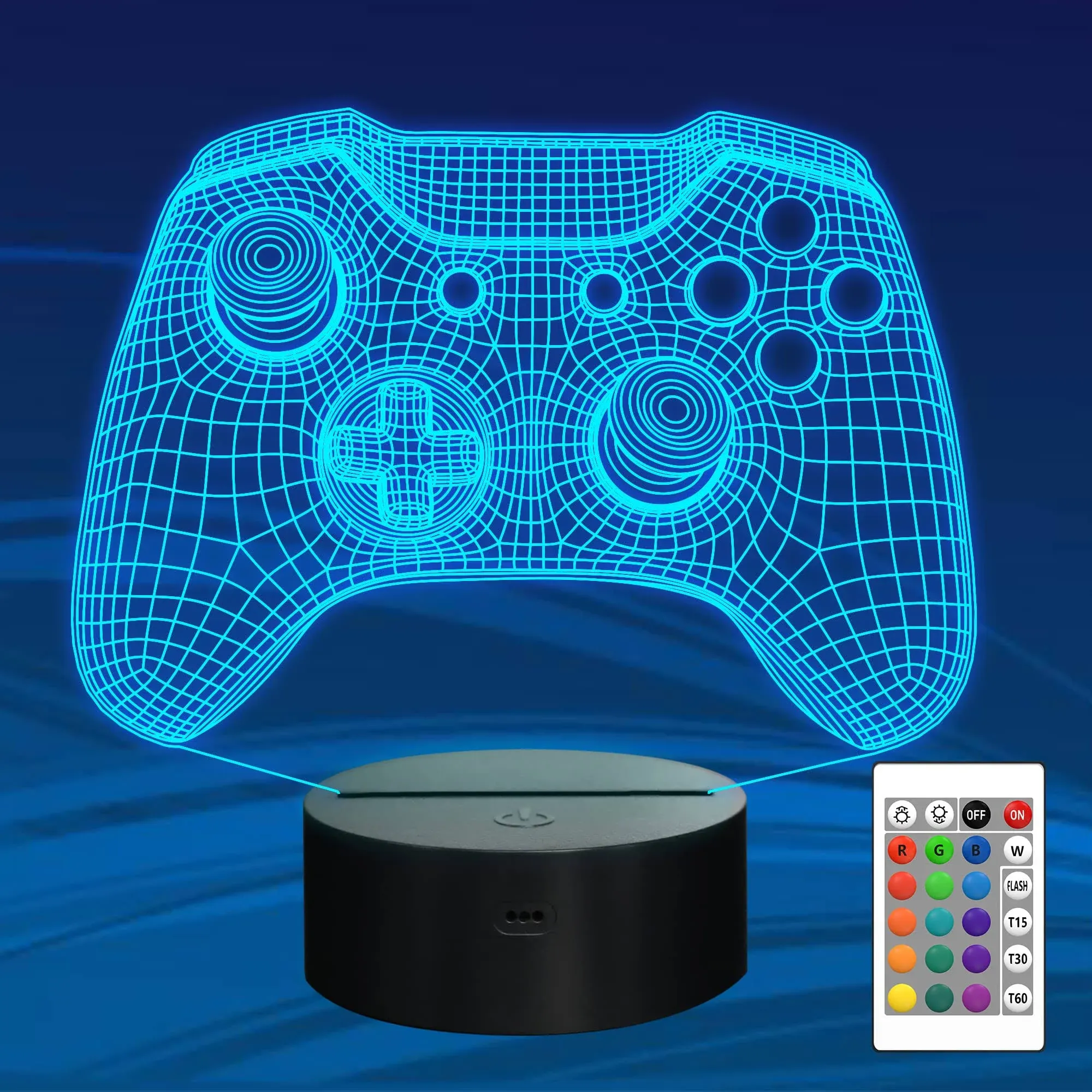 Attivolife Gamepad 3D Illusion Lamp, Controller Night Light with Remote ...