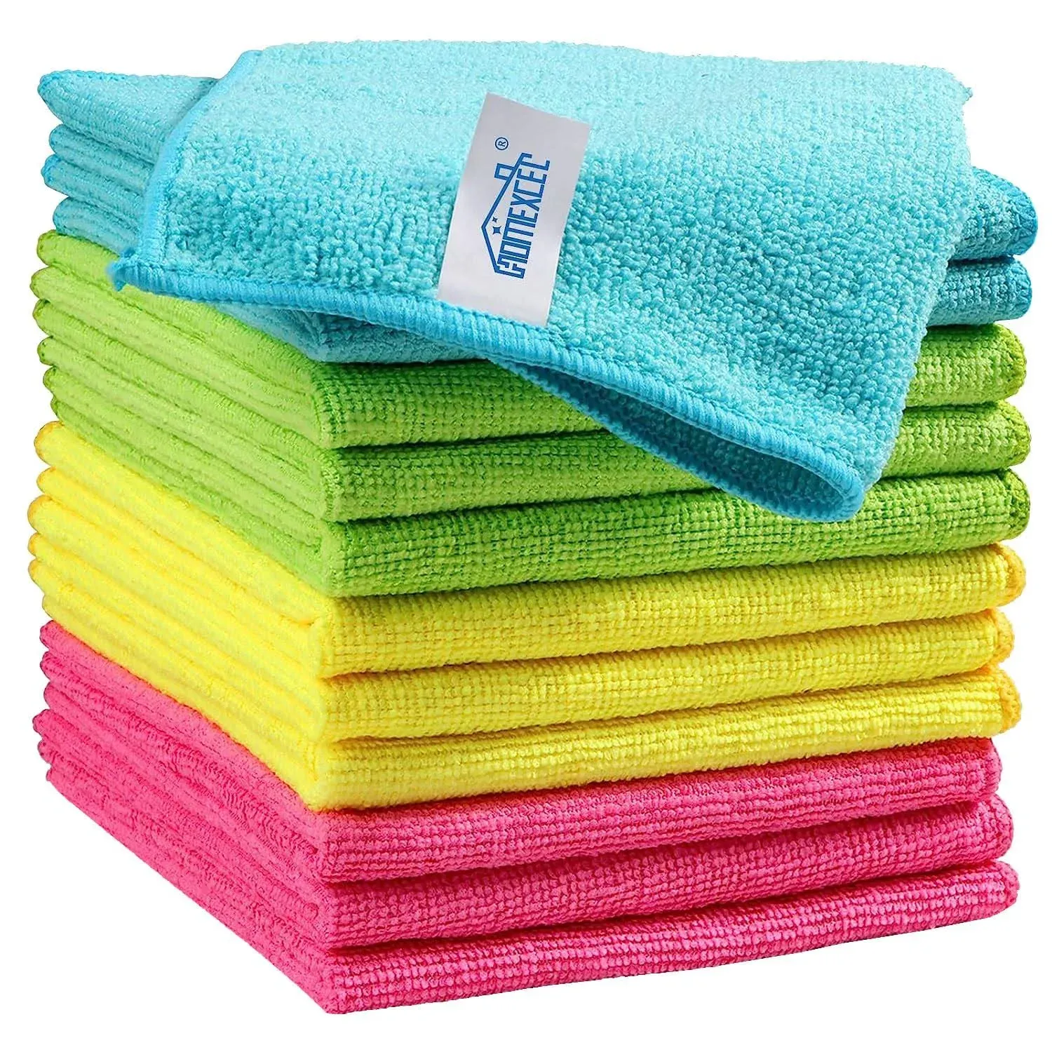 HOMEXCEL Microfiber Cleaning Cloth,12 Pack Cleaning Rag,Cleaning Towels with 4 ...