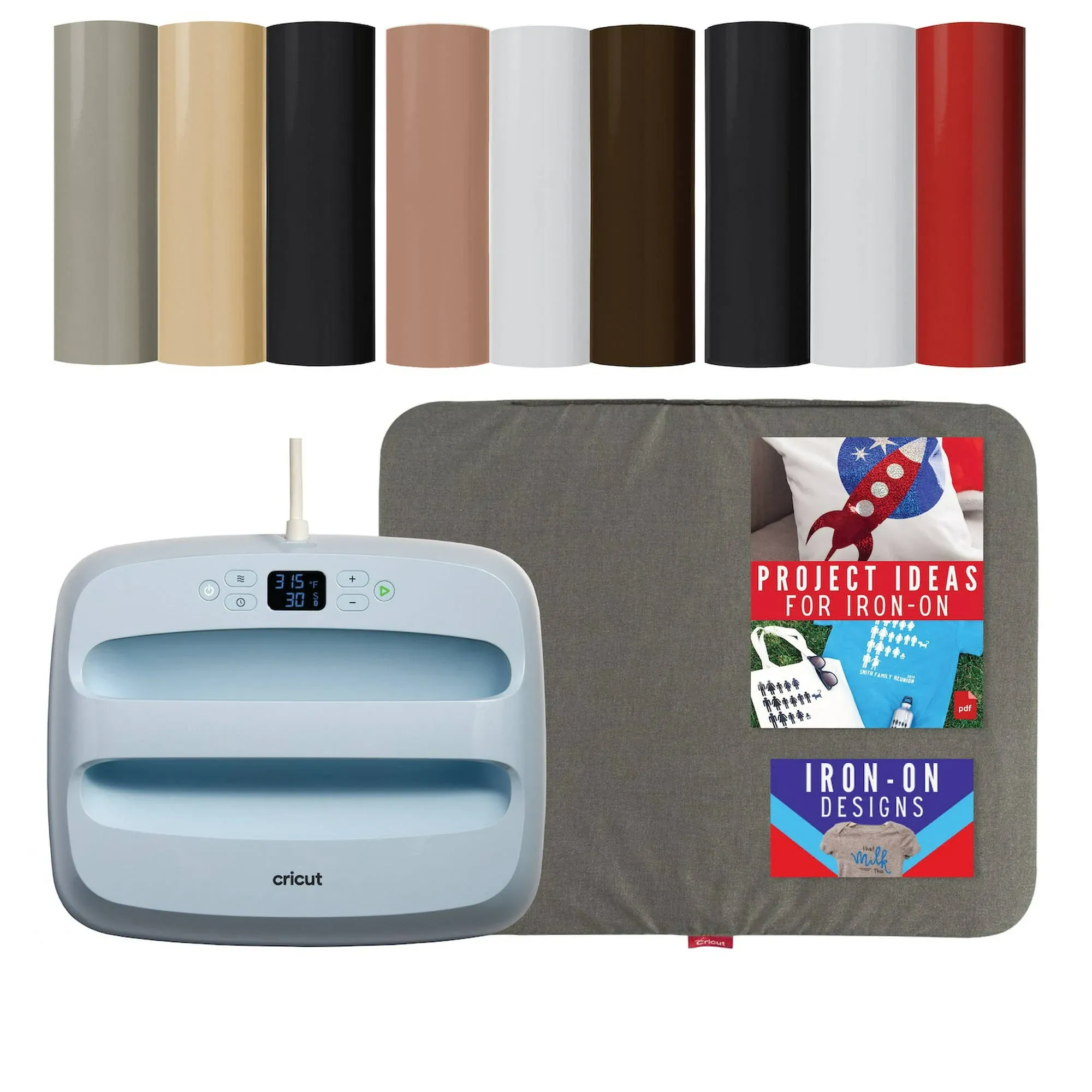 Cricut Easy Press 3 12x10 with Heat Mat and Iron-On Vinyl Sampler Rolls Bundle- Blue Heat Press Machine for DIY Transfer Ironing and Sublimation,