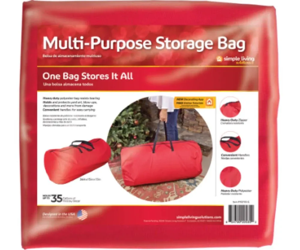 Simply Living Solutions All Purpose Storage Bag; For Holiday Decor, Red, 35gal