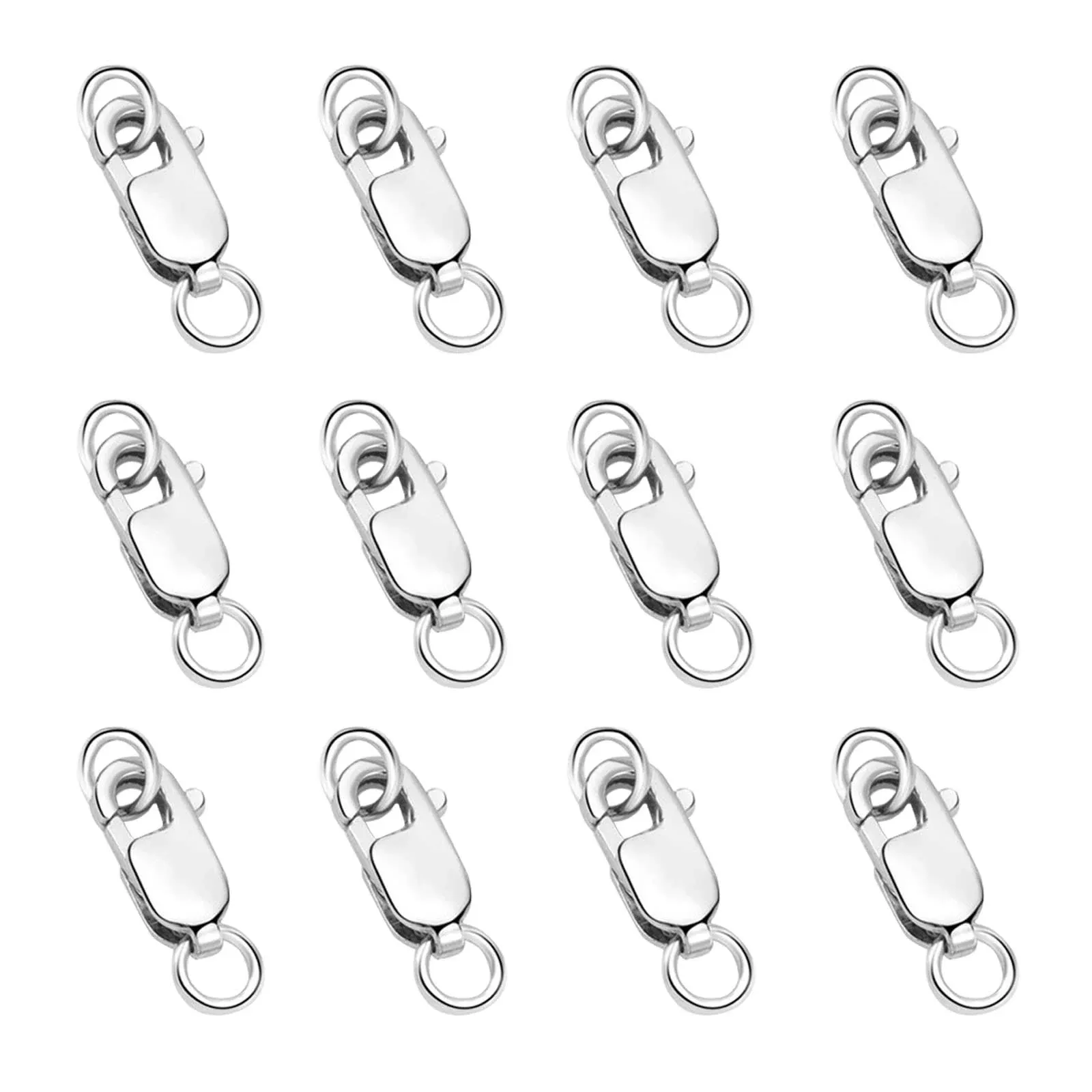 BOUTICOL 925 Sterling Silver Lobster Claw Clasp 12pcs with Closed Jump Rings ...