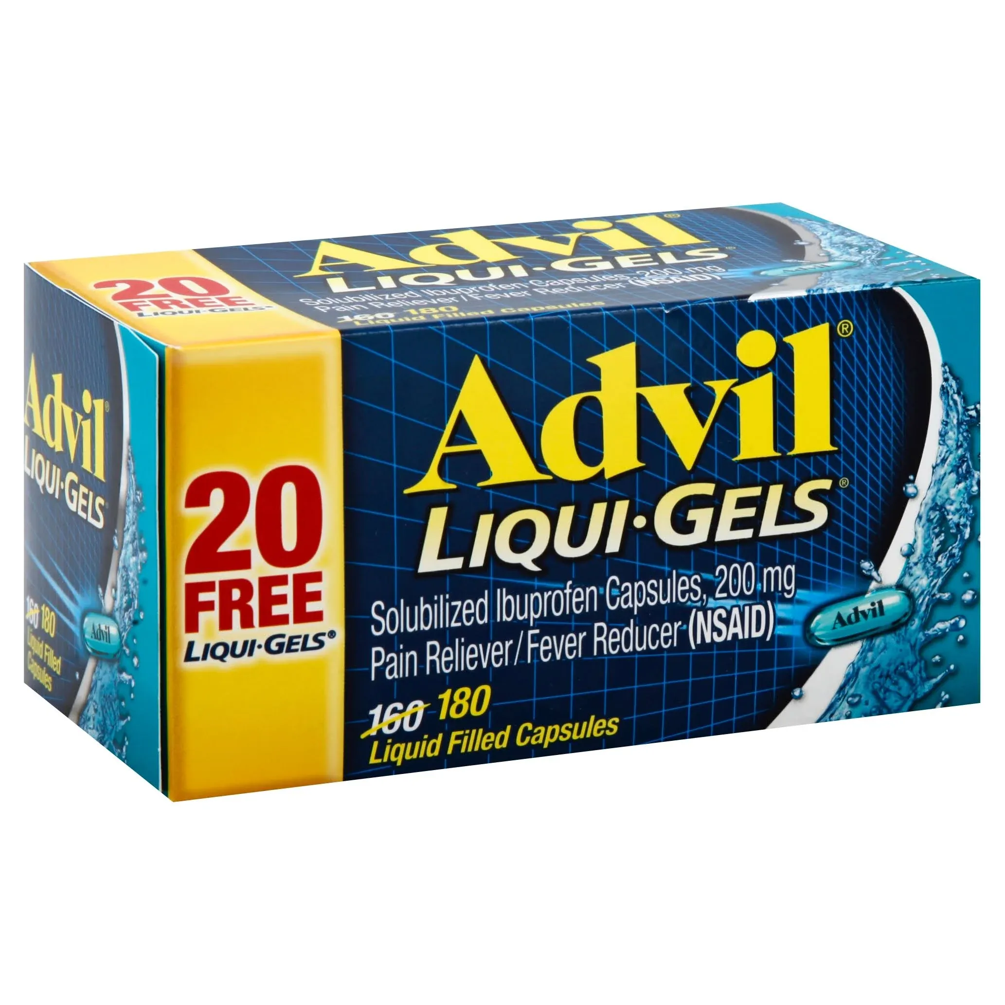 Advil Liqui-Gels Ibuprofen, Solubilized, 200 mg, Liqui-Gels - 180 capsules