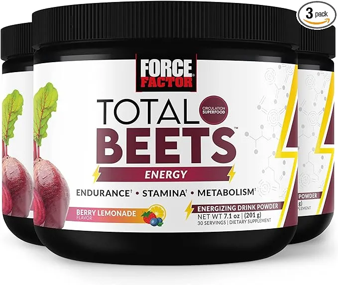 FORCE FACTOR Total Beets Energy Drink Mix 3-Pack, 30 Servings (Pack of 3) 