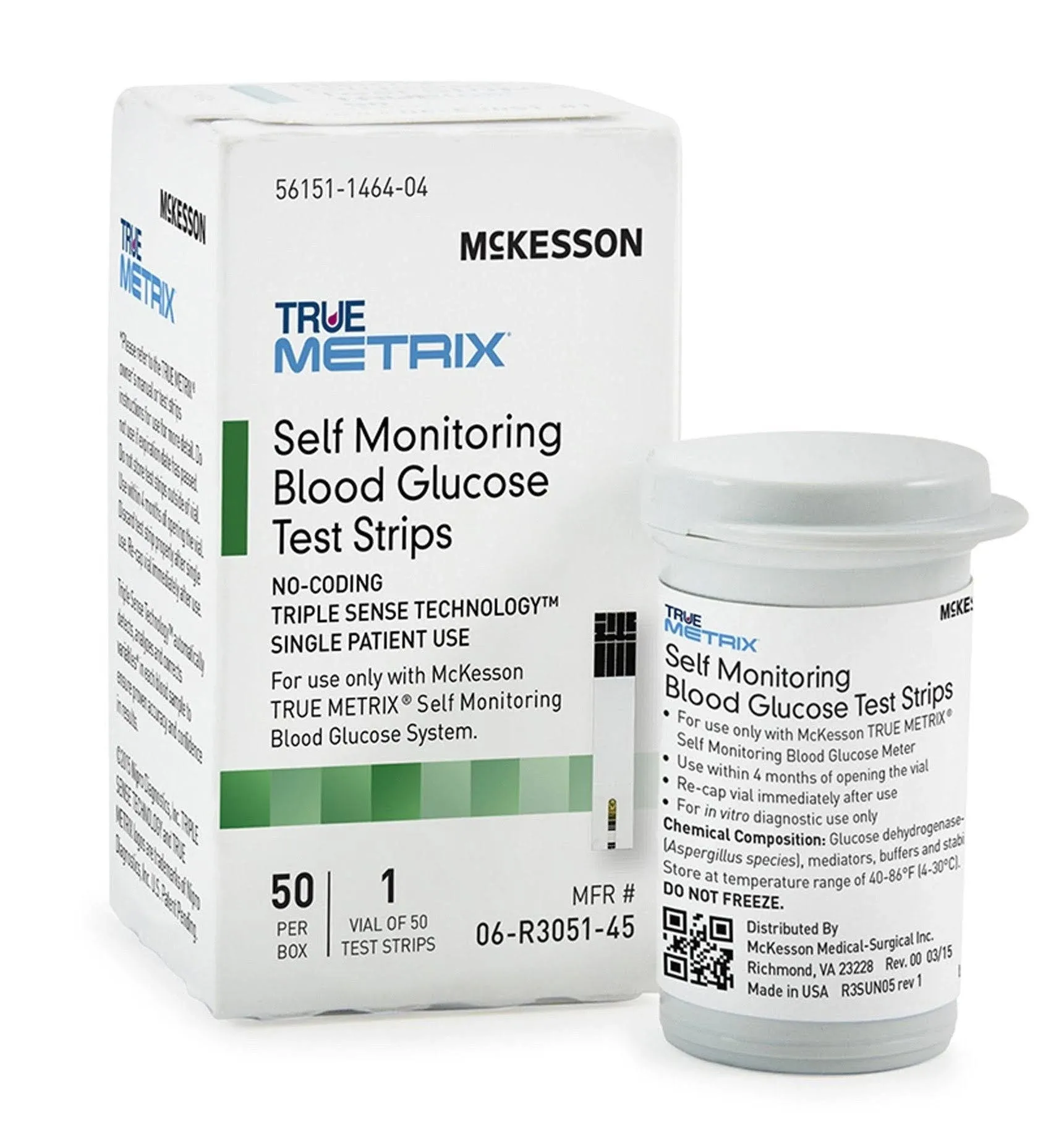 McKesson True METRIX Professional Monitoring Blood Glucose Test Stripes, 50 Strips, 1 Pack