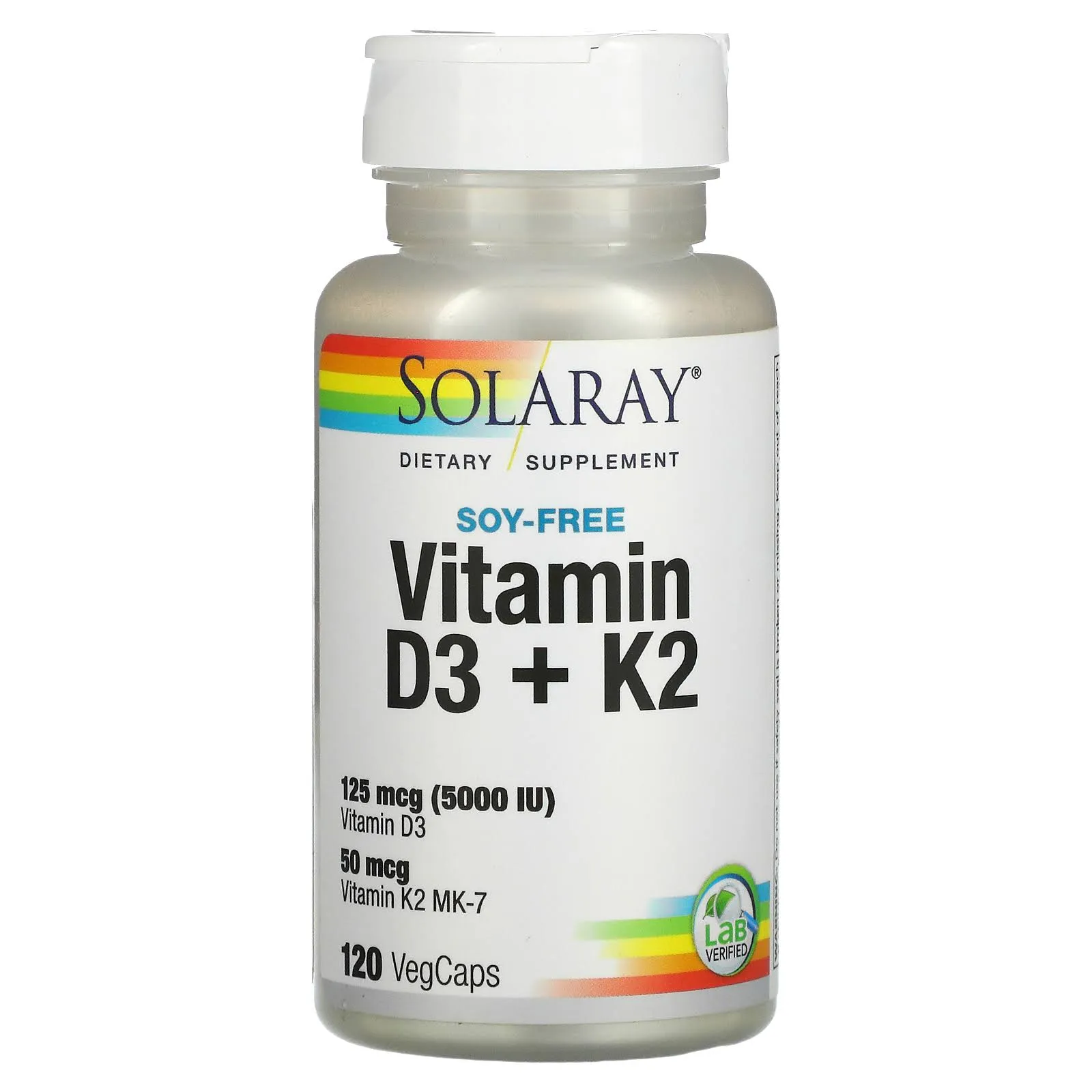 Solaray Vitamin D3 + K2 (120 VegCaps)