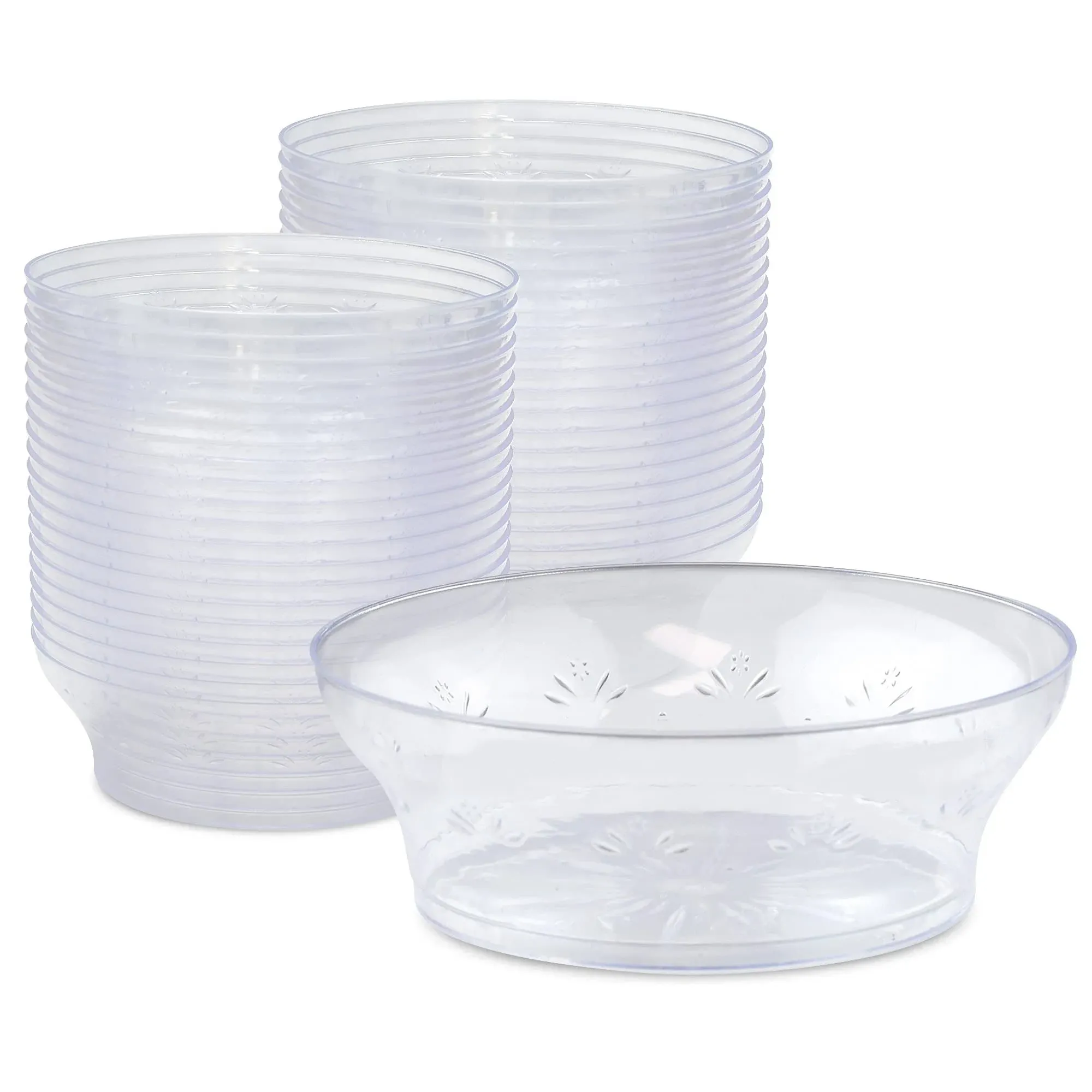 [60 Pack] Clear Plastic Bowls - 10 oz Hard Plastic Ice Cream Cups, Disposable ...