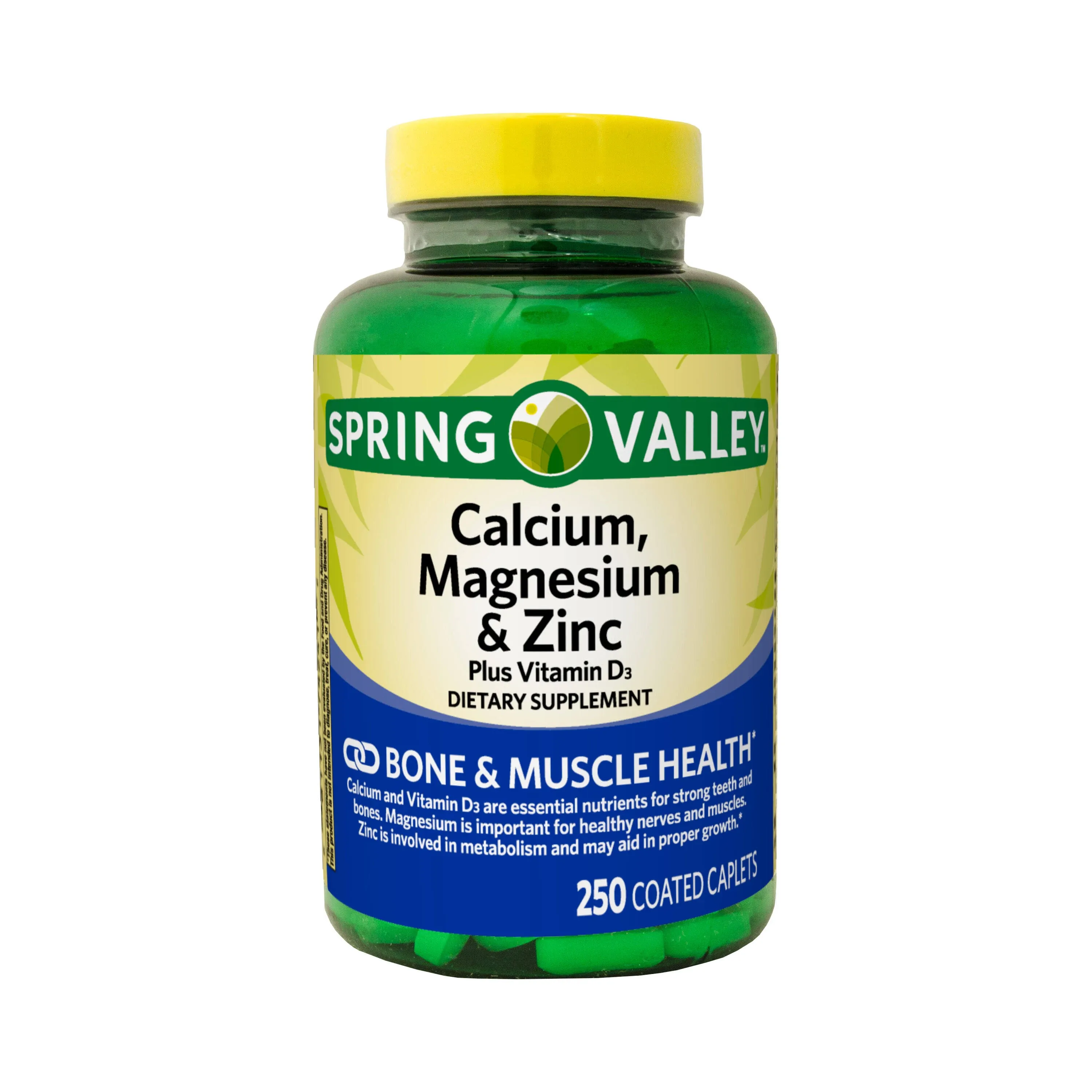 Spring Valley Calcium,Magnes<wbr/>ium &amp; Zinc Plus Vitamin D3 Coated Caplets, 250 Count