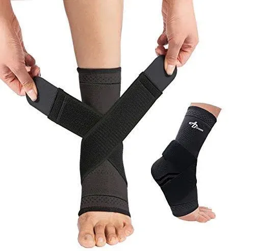 Abiram Foot Sleeve Pair with Compression Wrap, Ankle Brace, Arch, Ankle Support