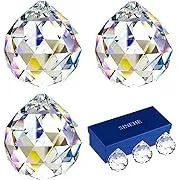 3 Pack 40mm Clear Crystal Ball Prisms Pendant Suncatcher Hanging Drop Decor