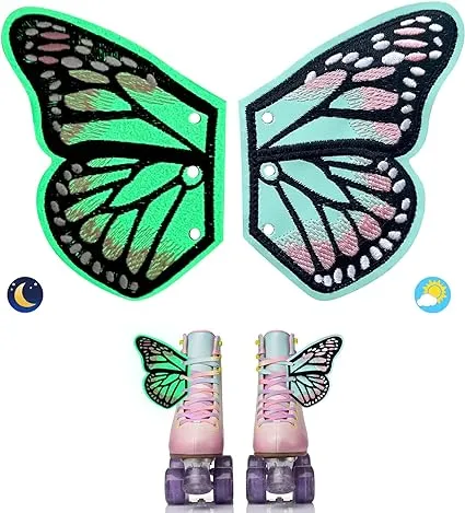 Glow in The Dark Butterfly Wings for Roller Skate Shoes Boots, Roller Skate A...