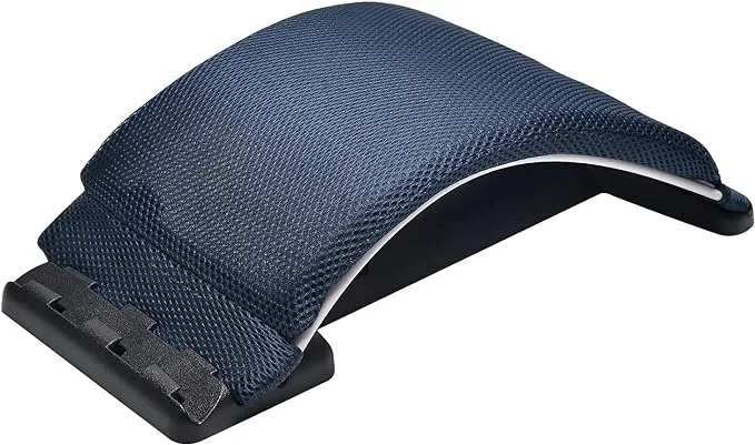 BACK STRETCHER with Memory Foam Cushion Lumbar Support Navy MAGIC BACK SUPPORT