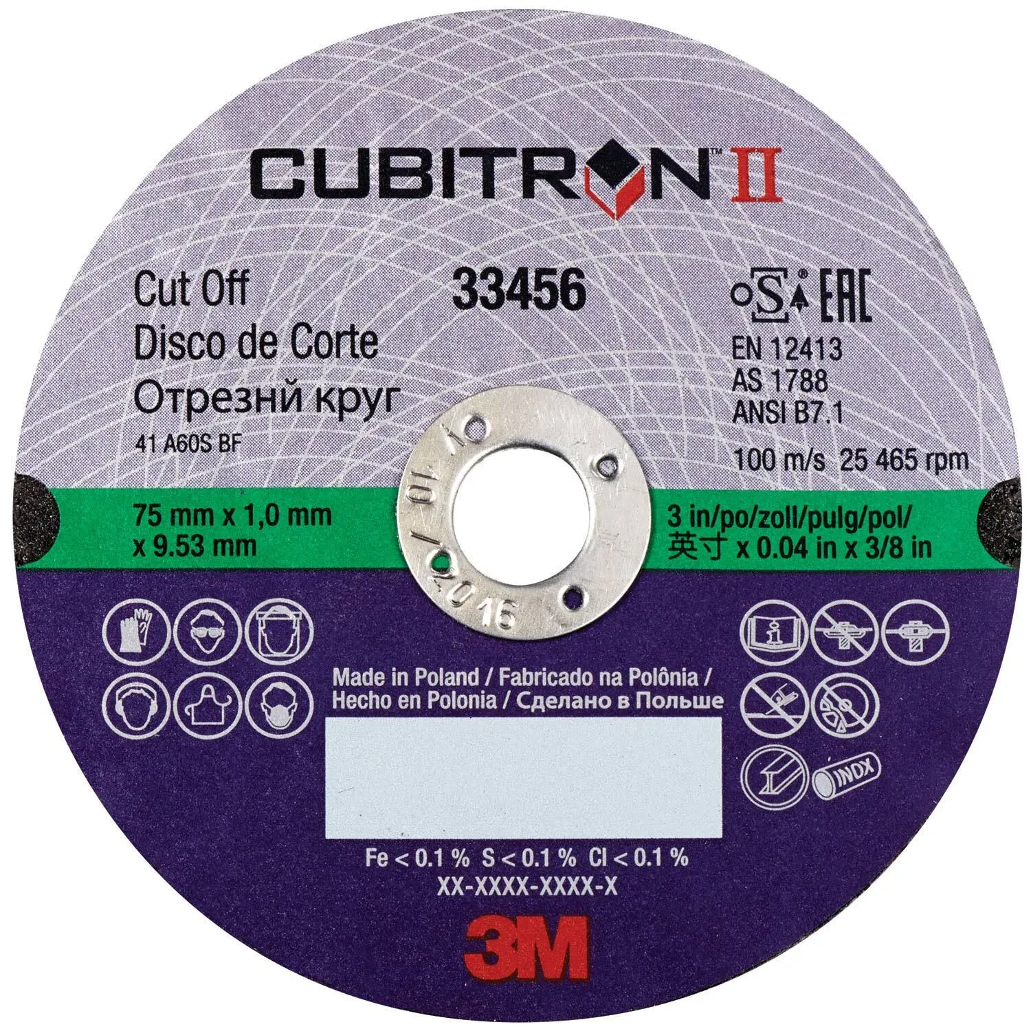 3M 33460 (4&#034; X .04 X 3/8&#034;) Cubitron II Cut-Off Wheels, 5 Pack