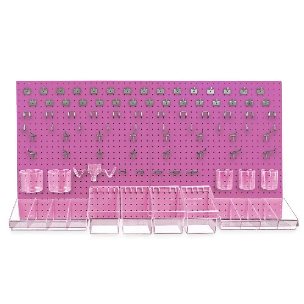 Azar Displays 125-Piece Pegboard Organizer Kit, 24" x 48", Pink