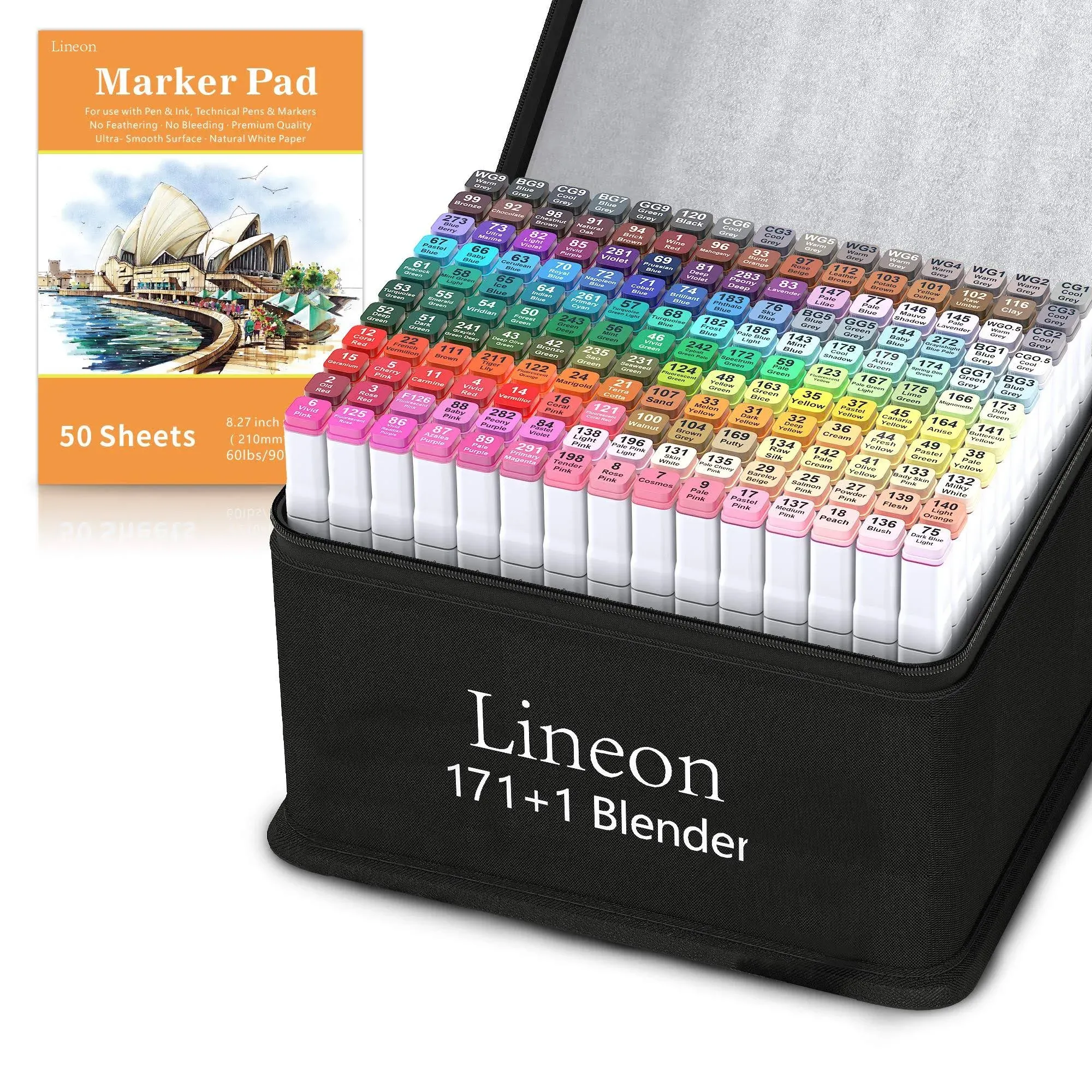 172 Colors Alcohol Based Dual Tip Art 171+1 Blender Permanent Marker Pens Plu...