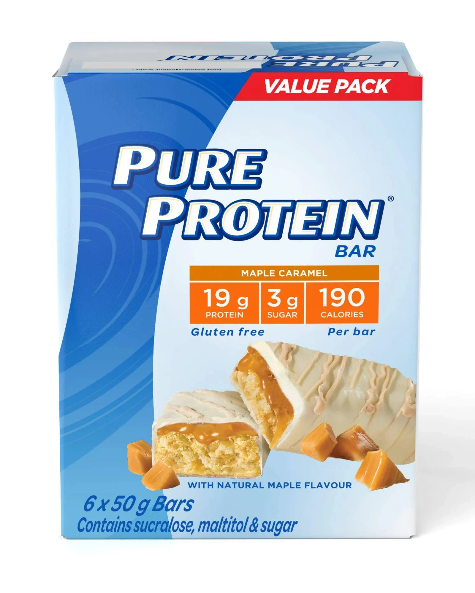 Pure Protein Bars, Gluten Free, Snack Bar, Maple Caramel, 50g/1.7oz, 6ct, {Imported from Canada}