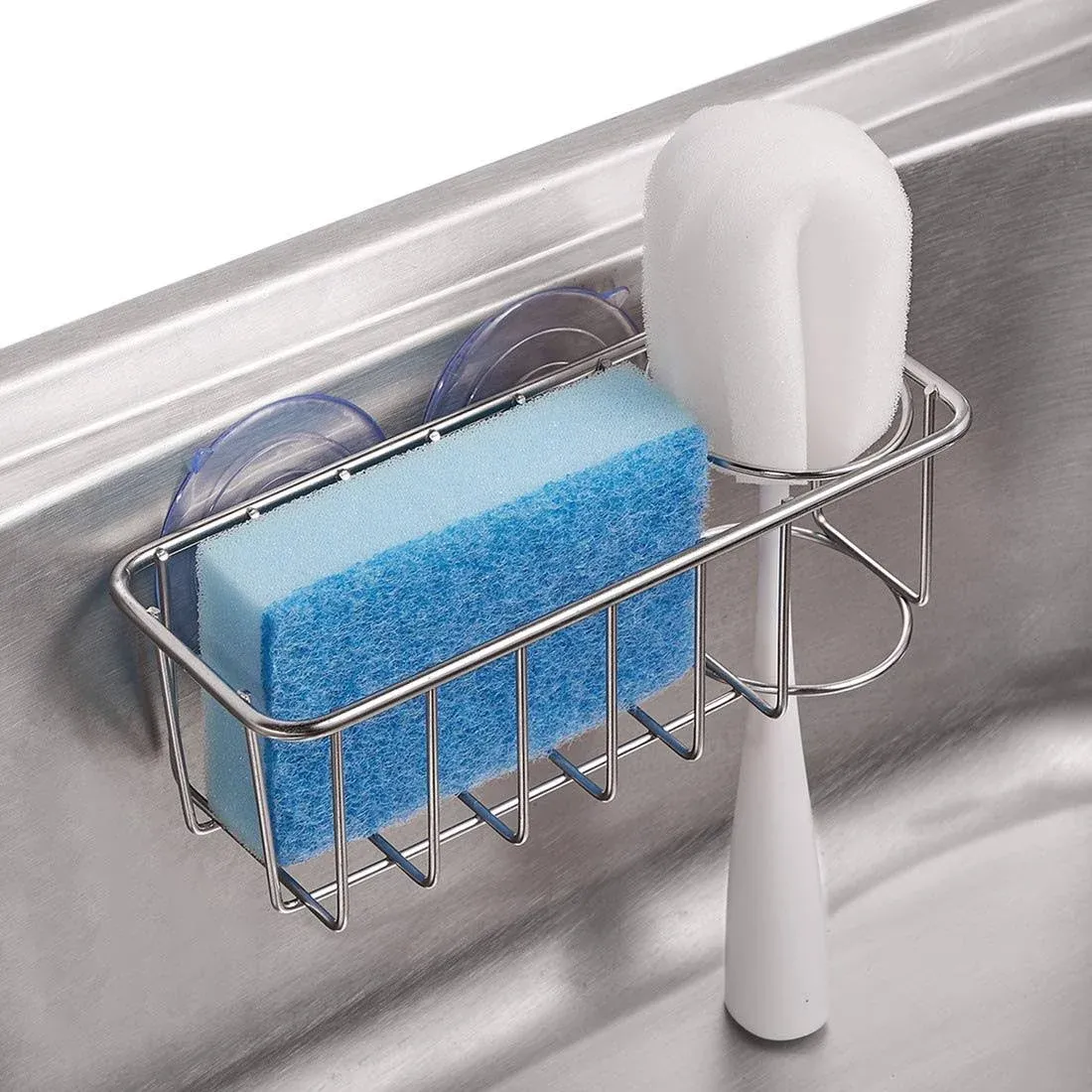 TESOT Sink Caddy Sponge Holder Brush Holder 2 in 1 with Upgraded Suction Cups or ...