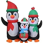 5 Foot Tall Christmas Inflatable Four Penguins Family Lighted Outdoor Decoration