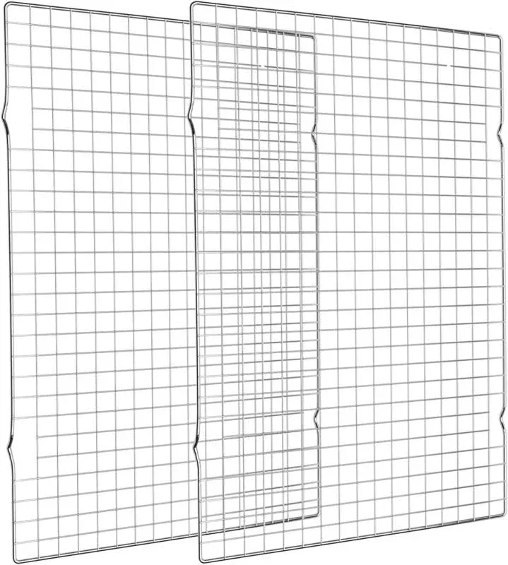 2-Pack Cooling Rack for Baking - 16x10 Inches - Oven Safe - Fits Half Sheet Pan - Silver