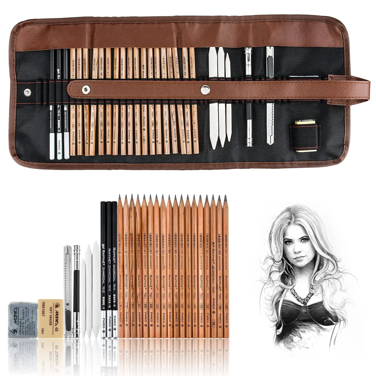 YunQiDeer Drawing Pencils, Art Supplies Sketch Pencils Kit for Kids Adults, Professional Charcoal Sketching Graphite Art Pencils Set