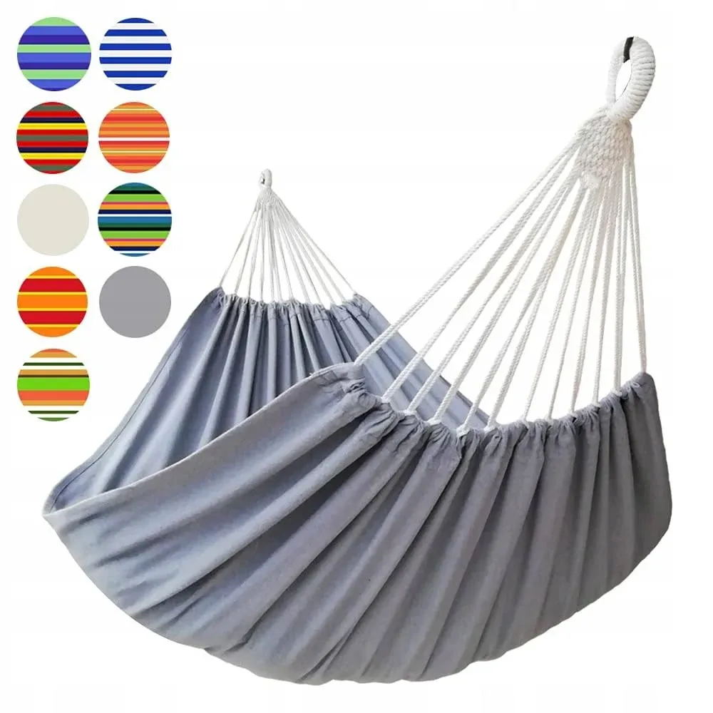 GOCAN Brazilian Double Hammock 2 Person Extra Large Canvas 250x160cm Total Length 350cm Load 500lb Cotton Hammock for Garden Outdoor and Indoor