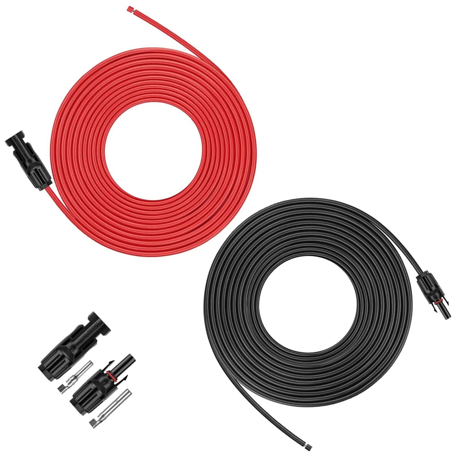 iGreely Solar Panel Extension Cable - 30 Feet 10AWG(6mm²) Solar Extension Cable with Female and Male Connector Solar Panel Wire Adapter (30FT Red + 30FT Black)