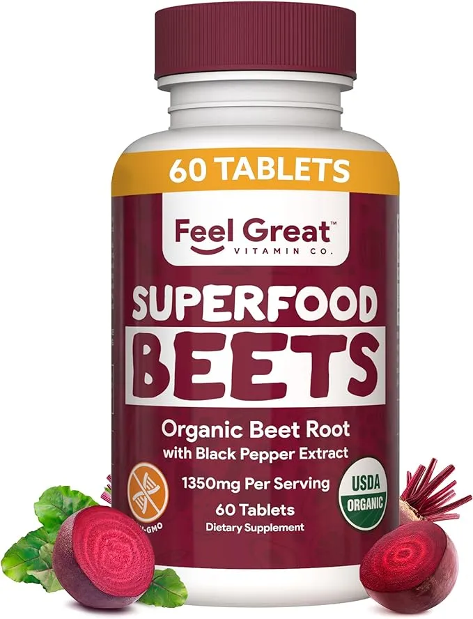 Organic Beet Root Powder Supplements (Tablets) by Feel Great Vitamin Co.| Beets ...