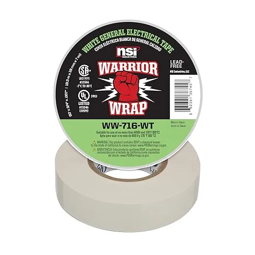 7 m Warrior Wrap General Vinyl Electrical TapeWhite