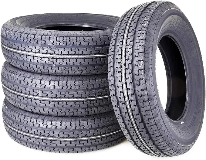 FREE COUNTRY Heavy Duty Trailer Tire ST205/75R15 10PR Load Range E Steel Belted Radial w/Scuff Guard, Set 4