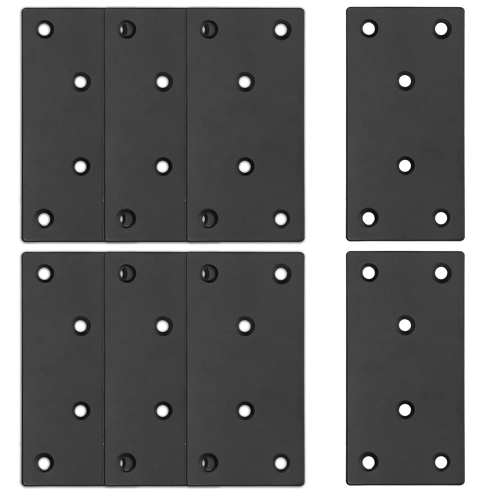 Bonsicoky 8pcs Flat Straight Brace Brackets Stainless Steel, Black Fixing Mending ...