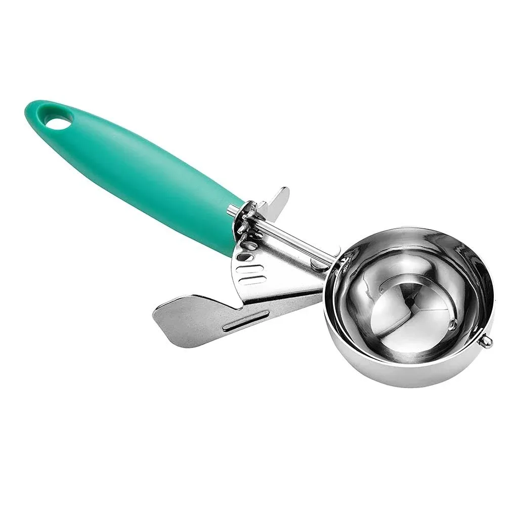 Portion Scoop, 2.75 OZ Disher Scoop, #16 Cookie Scoop, 5.5 Tbsp Cookie Dough Scoop, Green Handle, for Portion Control, Cookie Dough, Cupcake Batter, Ice Cream